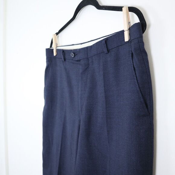 Vintage Burberry London Men's Size 34 Trouser Marled Navy Blue Pants - Picture 3 of 10